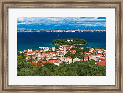 Framed Town Of Preko And The Dalmatian Coast From St Michael&#39;s Fort, Croatia Print