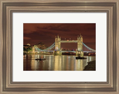 Framed Tower Bridge At Night London England Print