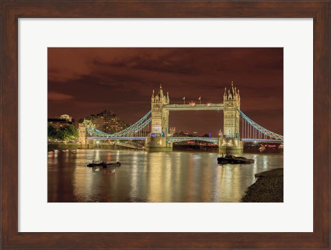 Framed Tower Bridge At Night London England Print