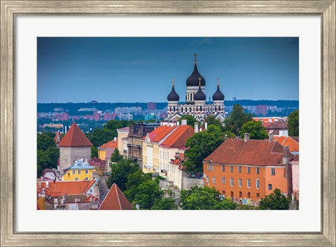 Framed Estonia, Tallinn Alexander Nevsky Cathedral And City Overview Print