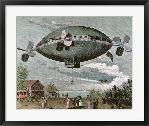 Framed Aerostat Engraving In &#39;The Illustration&#39;, 1887 Print