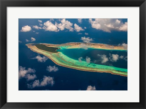 Framed Aerial Ant Atoll, Pohnpei, Micronesia Print