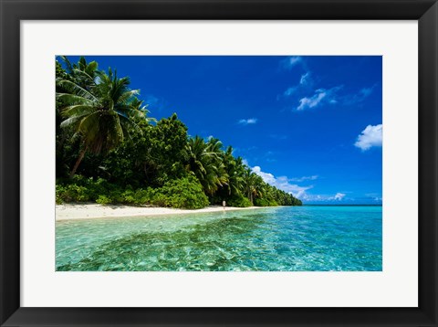 Framed White Sand Beach In Turquoise Water In The Ant Atoll, Micronesia Print