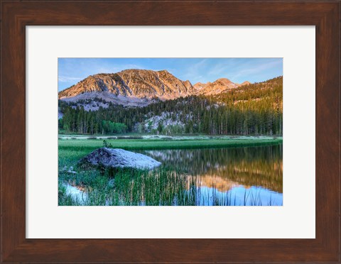 Framed California, Sierra Nevada Mountains Calm Reflections In Grass Lake Print