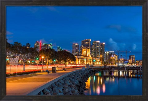 Framed Bright Light, San Diego Skyline Print