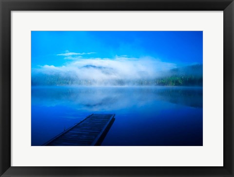 Framed Serenity On A Misty Lake Print