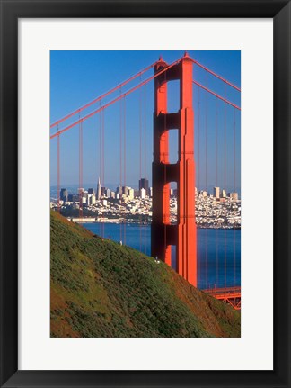 Framed North Tower Of The Golden Gate Bridge Print