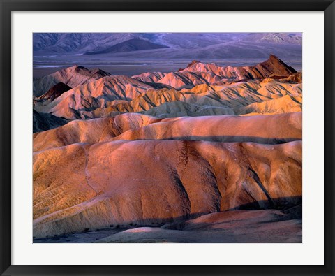 Framed Eroded Mudstone, Death Valley Np, California Print