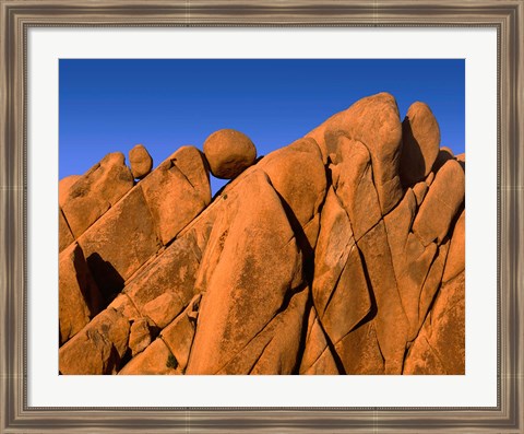 Framed Monzonite Granite Boulders At Sunset, Joshua Tree NP, California Print