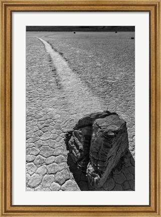 Framed California, Valley Dunes Cracked Earth (BW) Print