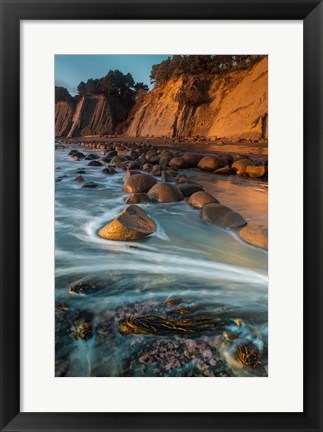 Framed Sunset At Bowling Ball Beach Print