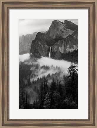 Framed Bridal Veil Falls, Yosemite NP (BW) Print