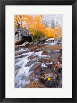 Framed Rushing Water Along Bishop Creek Print