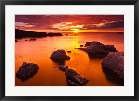 Framed Sunset At Soberanes Point Print