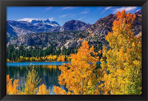 Framed Golden Fall Landscape At June Lake Print