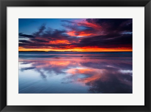 Framed Sunset Over The Channel Islands From Ventura State Beach Print