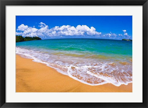 Framed Blue Waters On Hanalei Bay, Island Of Kauai, Hawaii Print