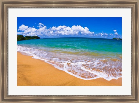 Framed Blue Waters On Hanalei Bay, Island Of Kauai, Hawaii Print