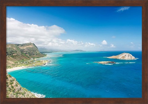 Framed North Shore From Makapu&#39;u Point, Oahu, Hawaii Print