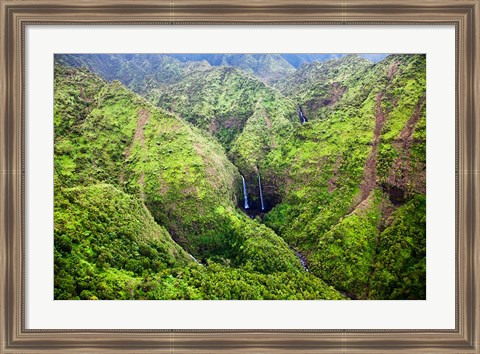 Framed Waterfalls Of Kauai, Hawaii Print