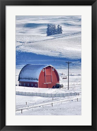 Framed Snow-Covered Barn, Idaho Print