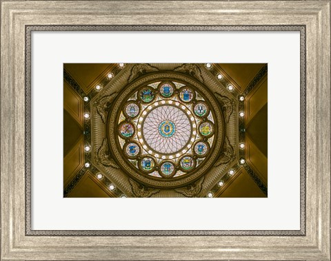 Framed Rotunda Ceiling, Massachusetts State House, Boston Print