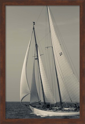Framed Schooner #22 Sailing, Massachusetts (BW) Print