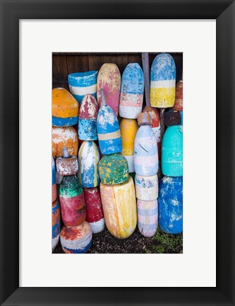 Framed Old Lobster Buoys, Massachusetts Print