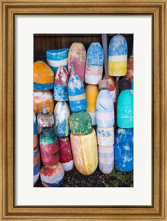 Framed Old Lobster Buoys, Massachusetts Print