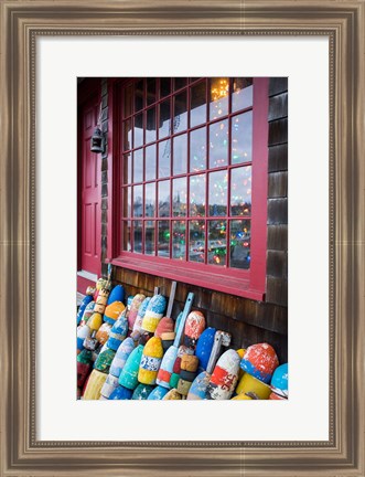 Framed Christmas Tree And Lobster Buoys, Massachusetts Print