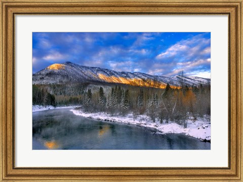 Framed Mcdonald Creek And The Apgar Mountains In Glacier NP Print