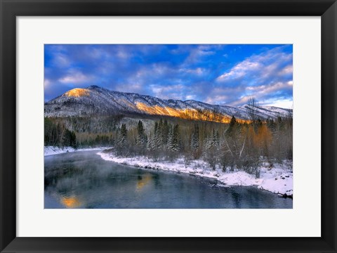 Framed Mcdonald Creek And The Apgar Mountains In Glacier NP Print