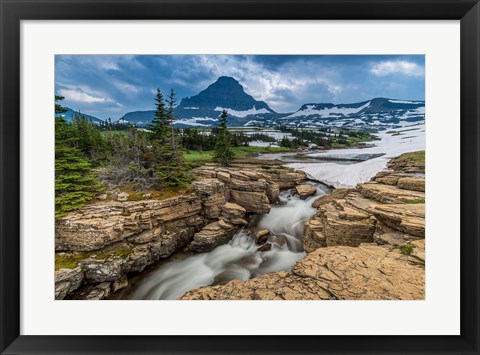 Framed Snowmelt Stream In Glacier National Park, Montana Print