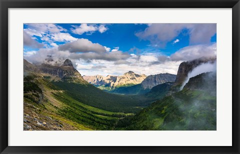 Framed Panorama Of Logan Pass, Glacier National Park, Montana Print