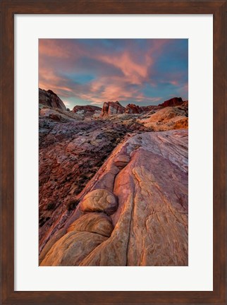 Framed White Dome Trail At Sunset, Valley Of Fire State Park, Nevada Print
