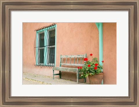 Framed Exterior Of An Adobe Building, Taos, New Mexico Print