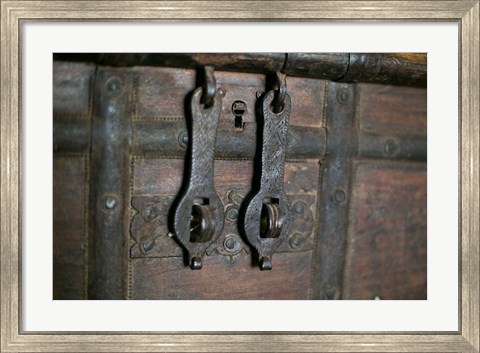 Framed Antique Wooden Chest, Taos, New Mexico Print