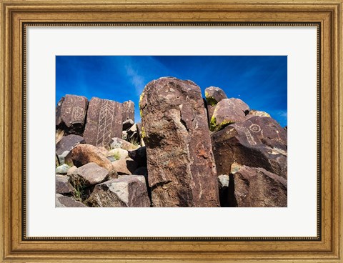 Framed Petroglyphs At Three Rivers Petroglyph Site, Three Rivers, New Mexico Print