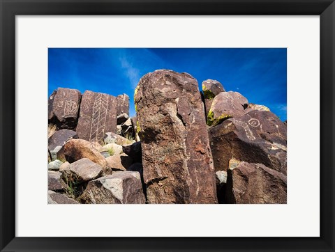 Framed Petroglyphs At Three Rivers Petroglyph Site, Three Rivers, New Mexico Print