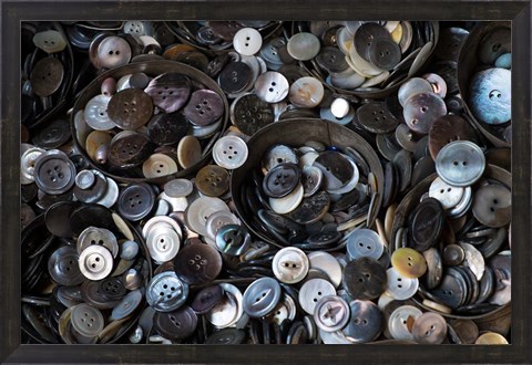 Framed Pile Of Old Buttons Print