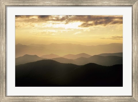 Framed Sunset Mountains Along Blue Ridge Parkway, North Carolina Print