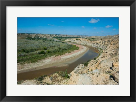 Framed Brown River Bend In The Roosevelt National Park, North Dakota Print