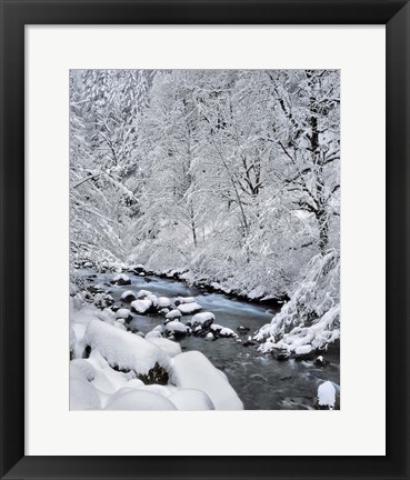 Framed Snow On Boulder Creek, Oregon Print