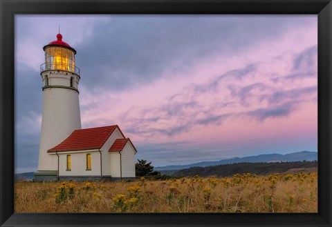 Framed Oldest Lighthouse At Cape Blanco State Park, Oregon Print