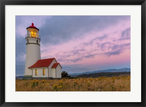 Framed Oldest Lighthouse At Cape Blanco State Park, Oregon Print