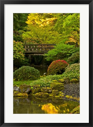 Framed Moon Bridge, Portland Japanese Garden, Oregon Print