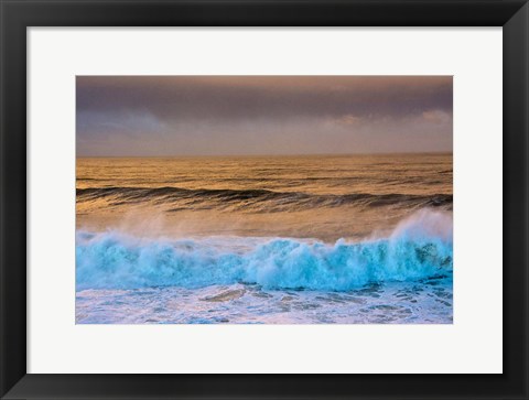 Framed Aqua Surf, Oregon Print