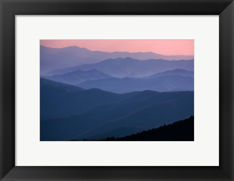 Framed Great Smoky Mountains National Park  Ridges At Sunset Print