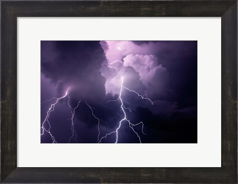 Framed Composite Of Cloud-To-Cloud Lightning Bolts Print