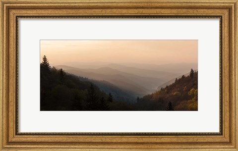 Framed Sunrise Panorama In The Great Smoky Mountains National Park Print